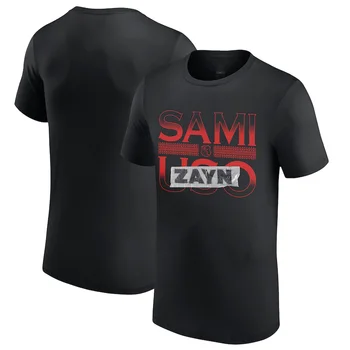 Men's Black Sami Zayn Duct Tape T-Shirt WWE Autographed Red Honorary Uce  Summer Children Clothes Tops Sport Tee Shirts Tops 1