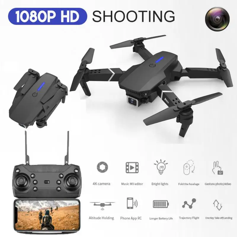 Дрон E88 4K с воздушной камерой Радиоуправляемый Pro FPV HD 1080P камера для стрельбы