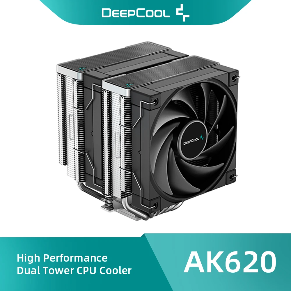 

Воздушный кулер для процессора DeepCool AK620, 1850 об/мин, ШИМ, с двойным вентилятором 12 см, 6 тепловых трубок, радиатор, чипы охлаждения для процессо...