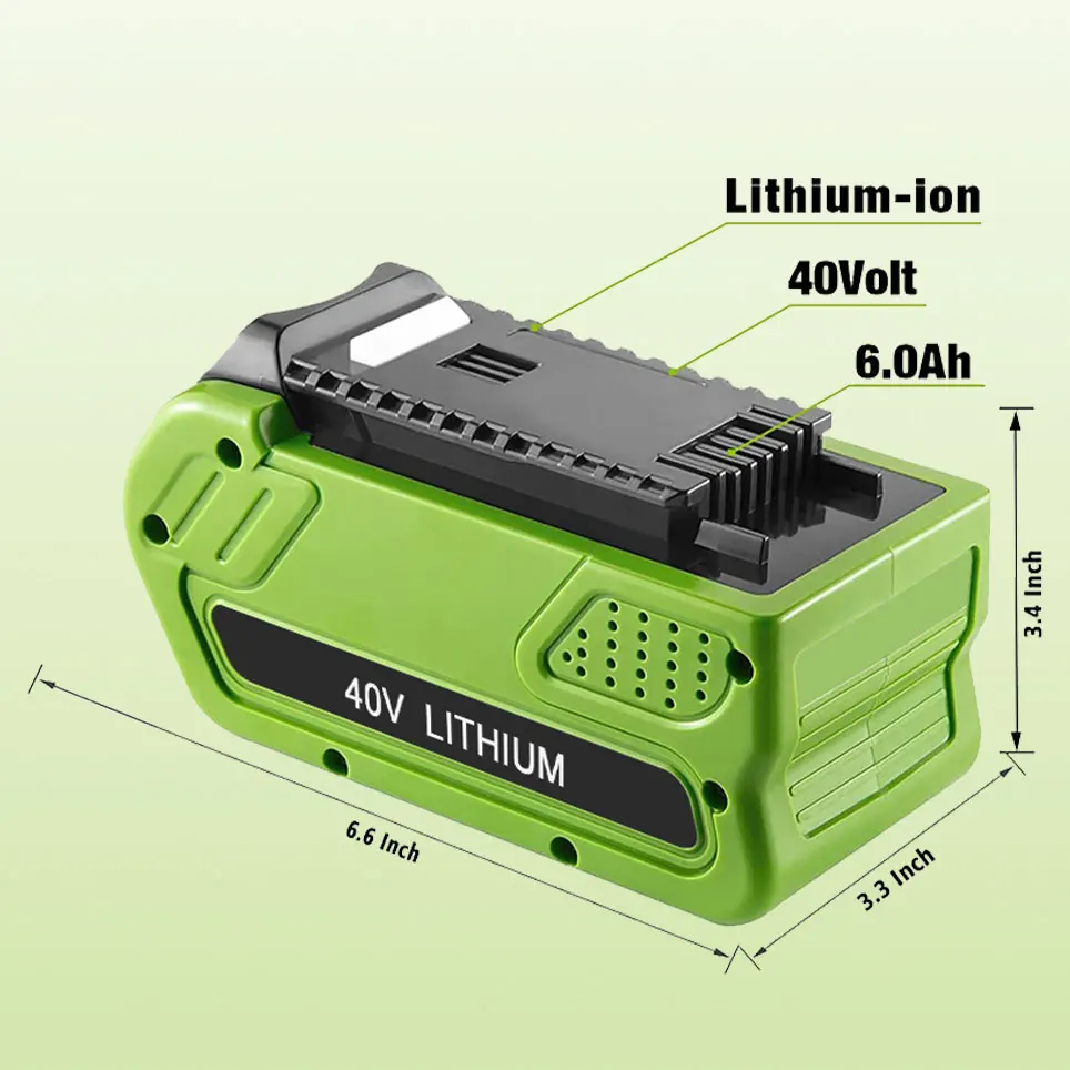 

2022 6000mAh G-MAX 40V Li-Ion Replacement Battery for GreenWorks 20262 29302 29463 20292 20302 20672 20202 Rechargeable Battery