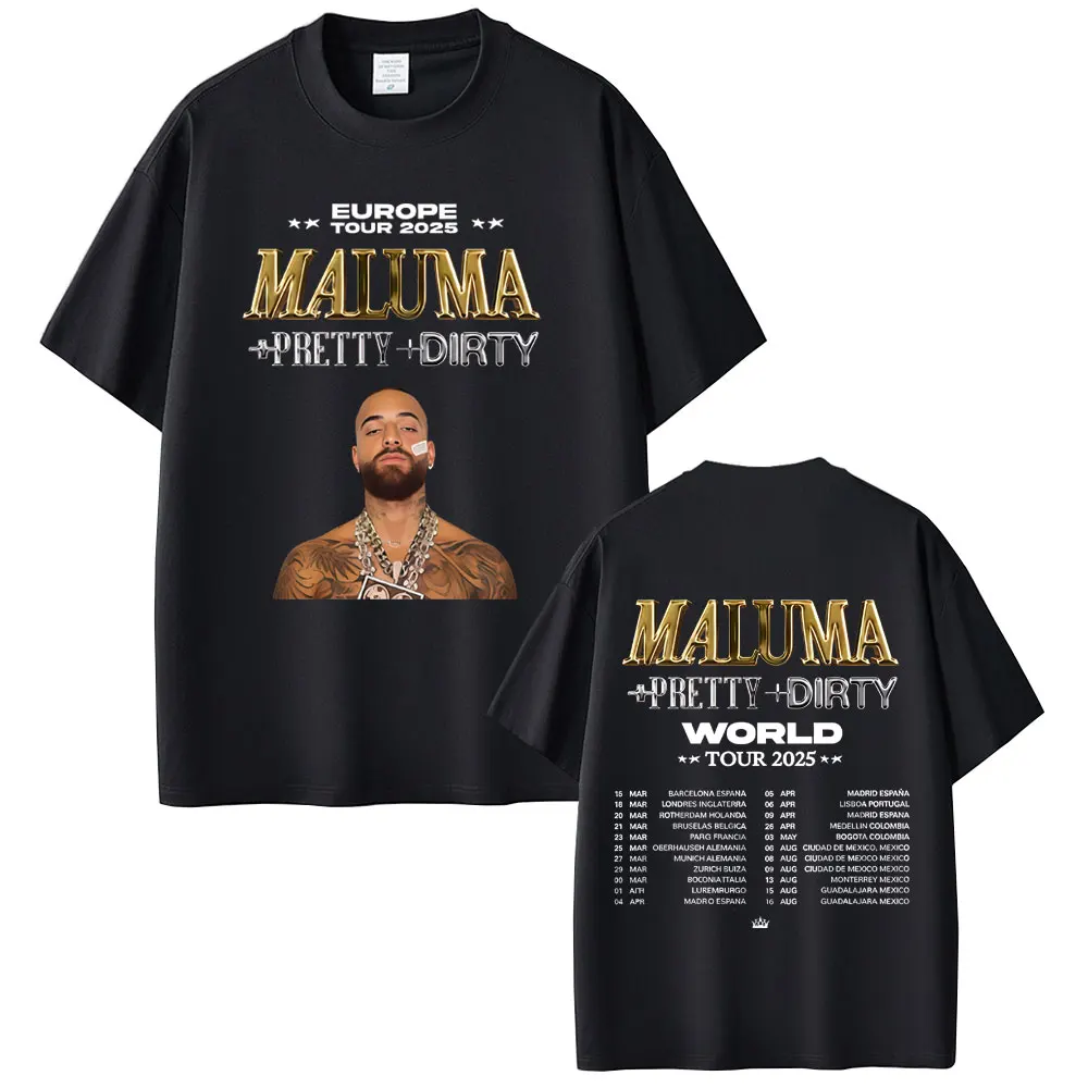 Фото Рэпер Maluma Pretty Dirty Europet Tour 2025 Футболка Мужчины Женщины Хип-Хоп Модная Тенденция Футболка Мужская Негабаритная Футболка С Коротким Рукавом №1