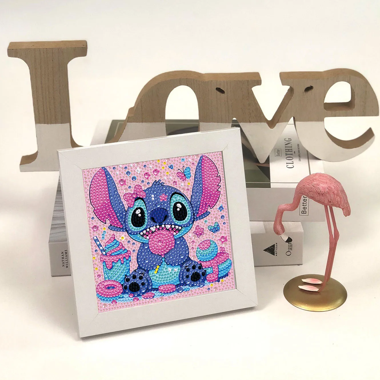 Фото Брелок Disney Lilo & Stitch с кристаллами и бриллиантами 5D DIY, акриловый пояс с вышивкой крестом, комплект рамки для пары, подарок на день рождения ручной работы №4