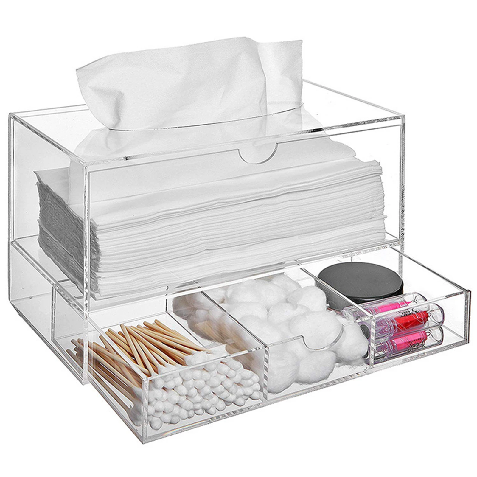 

Acrylic Transparent Drawers Makeup Organizer Tissues Holder Dust-Proof Cosmetic Storage Box 4 Drawer Desk Organizer Storage
