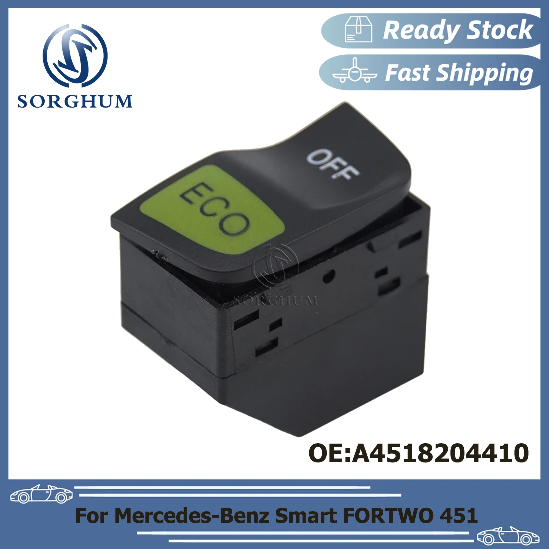 

SORGHUM Car Start Stop Switch ECO OFF Switch Button for Mercedes-Benz Smart FORTWO 451 2008-2015 A4518204410 4518204410