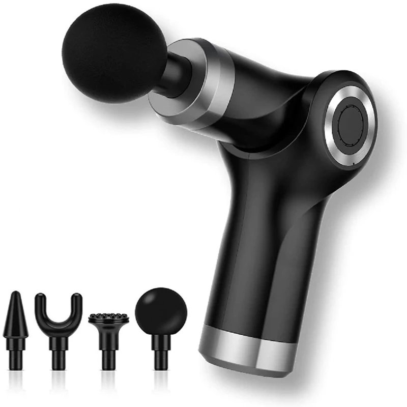 

Mini Fascia Gun Folding Massager Gun Athlete Muscle Relaxer Handheld Muscle Massager Percussion Massage Gun with 4 Heads for Re