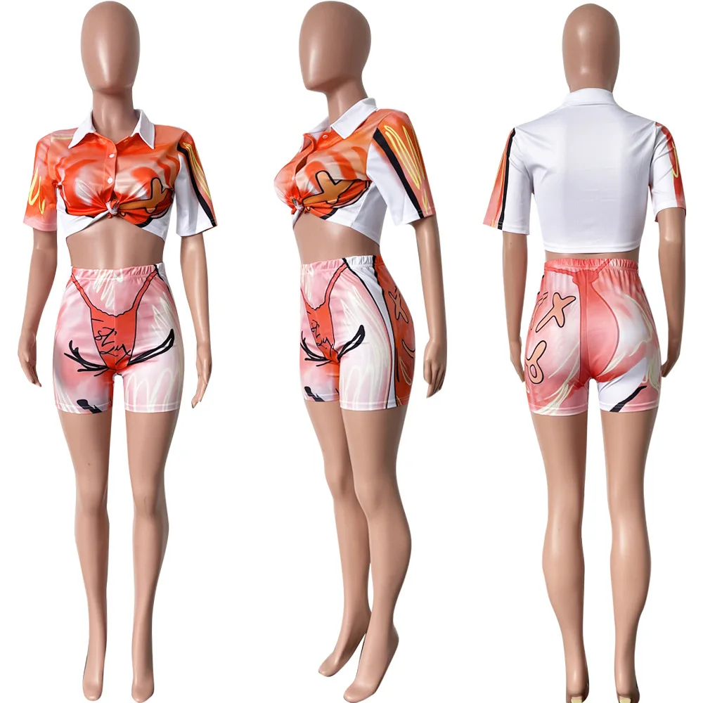 Женский комплект из 2 предметов с 3D-принтом летний женский спортивный костюм