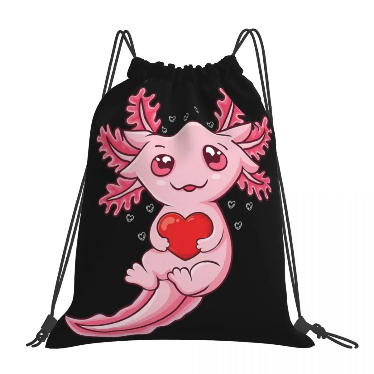 

Axolotl Sea Animal Backpacks Fashion Portable Drawstring Bags Drawstring Bundle Pocket Sundries Bag Book Bags For Travel School