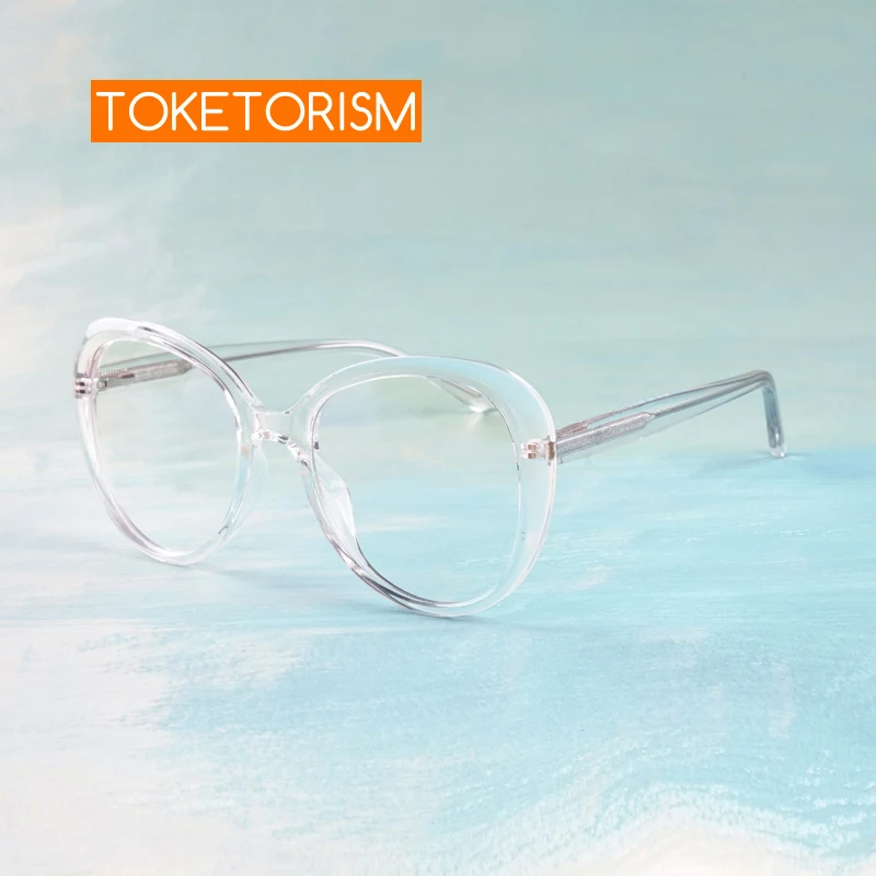 

Toketorism Designer Big Round Ladies Eyeglasses Anti Blue Light Glasses Transparent Eyewear 3102