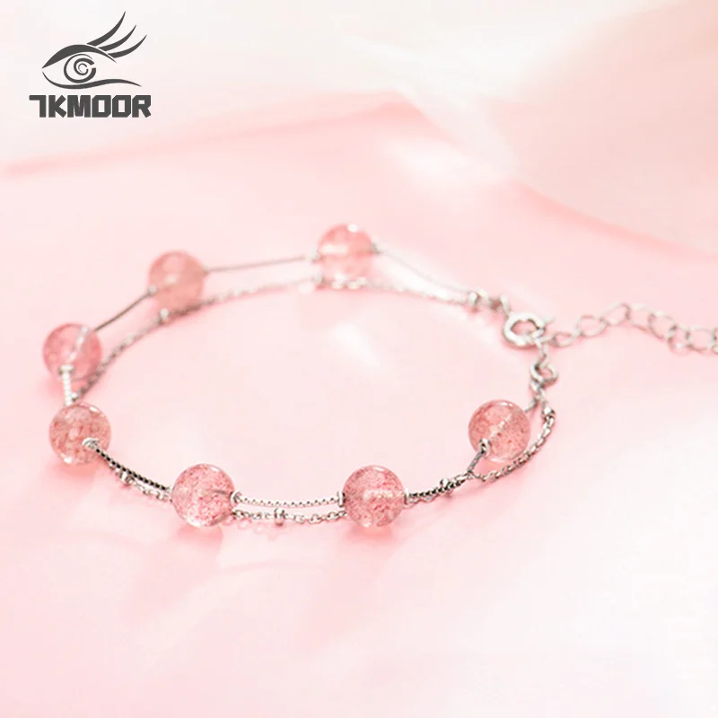 

Silver Color Double layer Crystal Round Bead Charm Bracelet For Women Bracelet &Bangle Jewelry