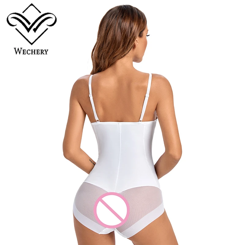 Wechery Seamless Shapers Push Up Slimming One Piece Bodysuit Spaghetti Strap Breathable Body Shaper Womens Underwear