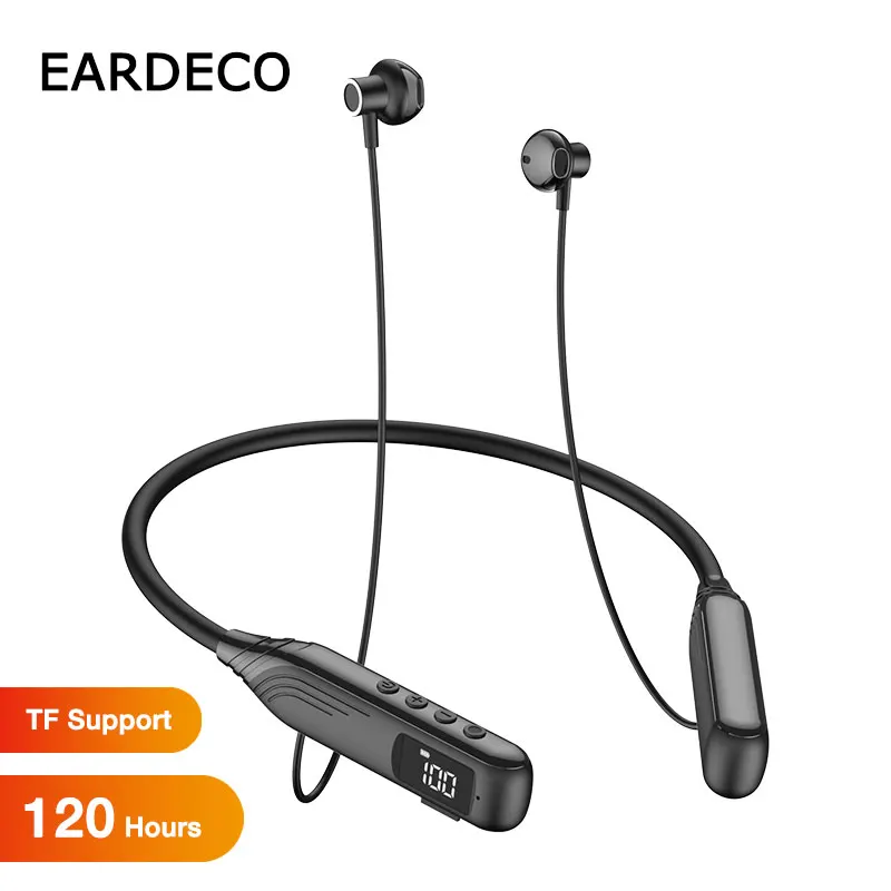 EARDECO Bluetooth Headphone 120 Hours Playback Wireless Headphones Bass Stereo Wireless Earphone Neckband with Mic Sports Neck
