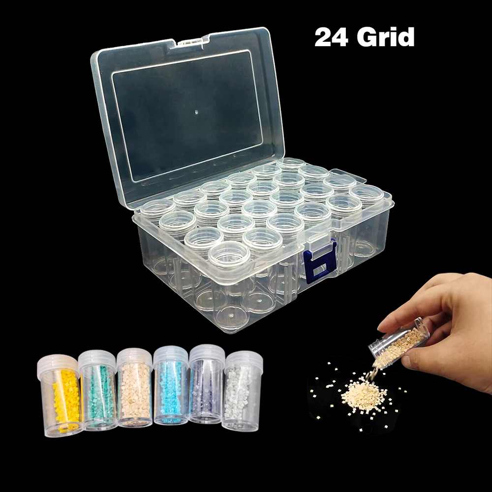 

New Diamond Painting Storage Diamond Transparent Plastic Storage Box 24/40/60Grid, Jewelry Diamond Storage Box Gift