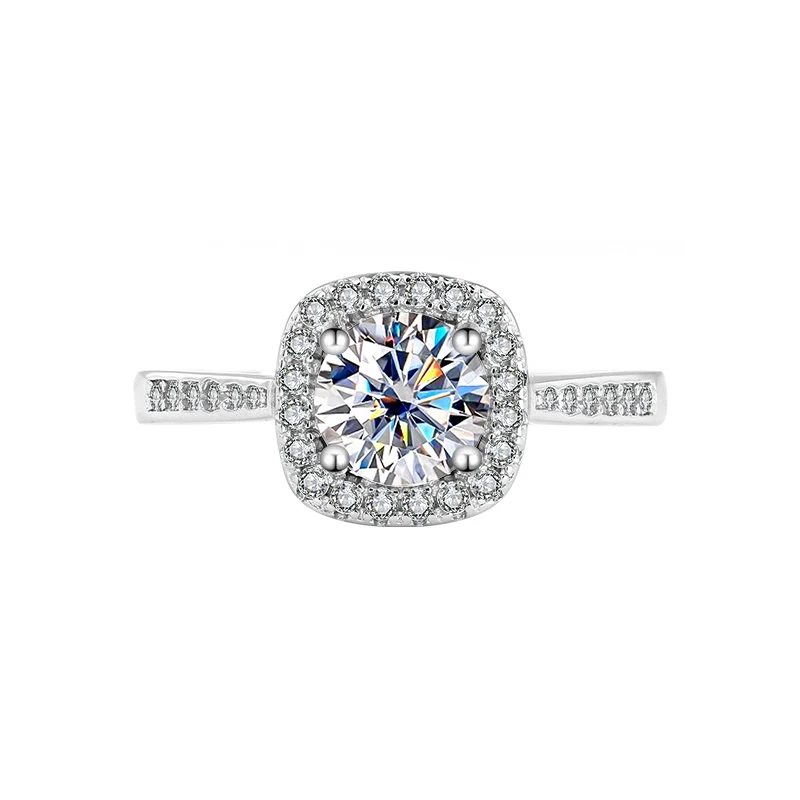 Sterling Silver Moissanite Ring Princess Square Bag Sterling Silver Platinum Diamond Imitation Proposal Engagement Diamond Ring