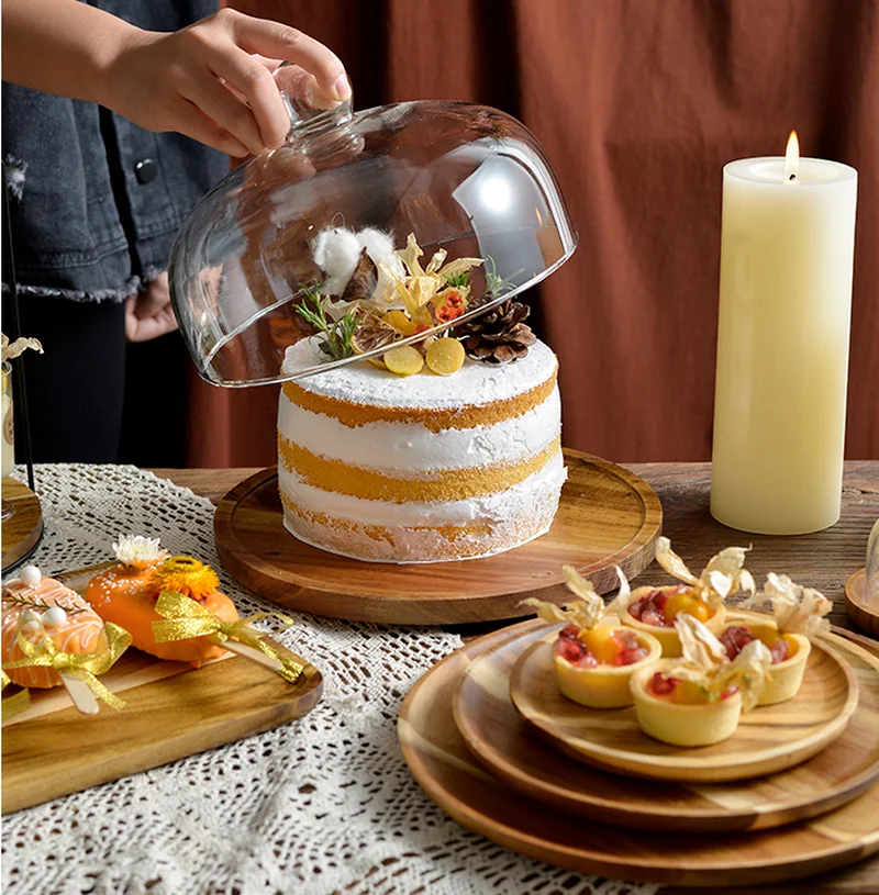 Деревянный поддон для торта десертный высокий поднос фруктовая точка сердце