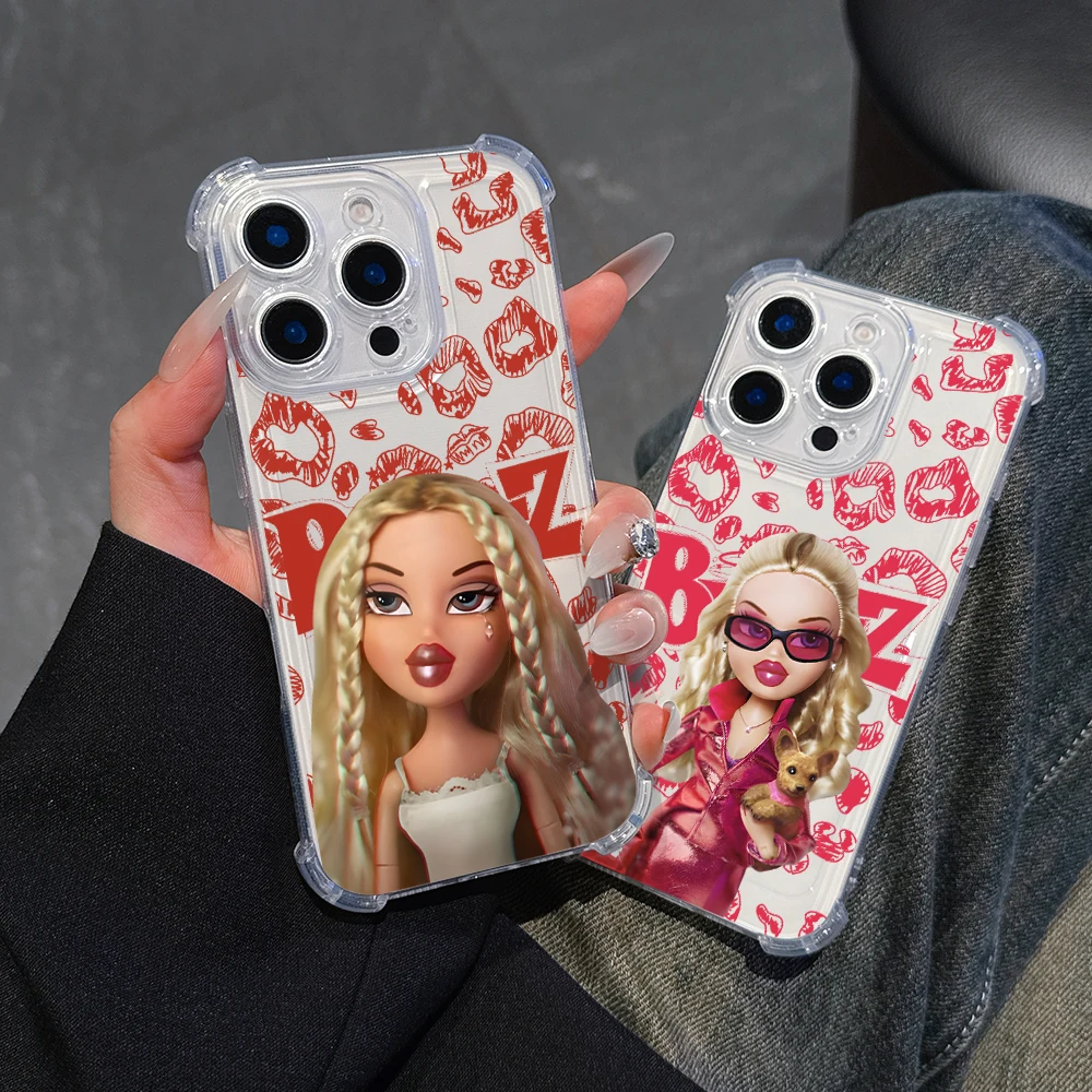 Фото Модный милый чехол для телефона с куклой Bratzs для iPhone 16, 15, 14, 13, 12, 11, Mini Pro Max X XR XSMax 7, 8 Plus, прозрачный чехол с защитой от падения №3
