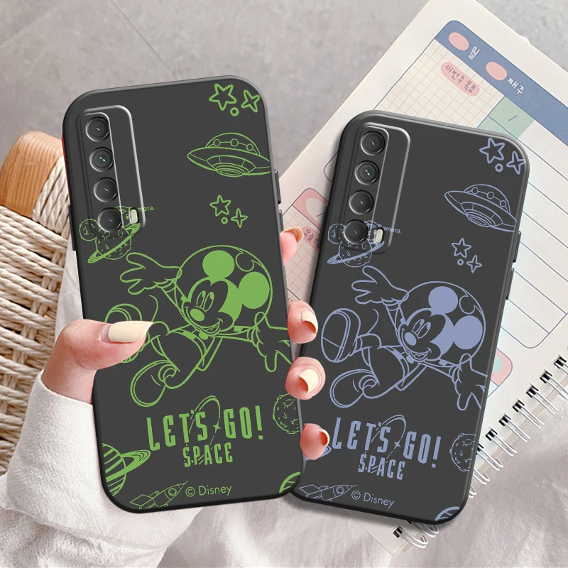 

Disney Mickey Mouse Phone Case For Huawei Y7S Y9A Y6 2019 Y7P 2020 Y8S Y7 2019 Y9 2019 Liquid Silicon Black Silicone Cover