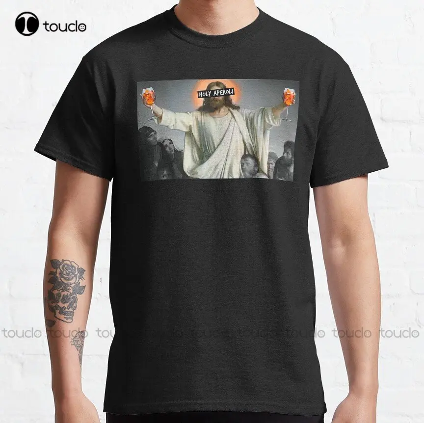 

Holy Aperoli Gott Hält Ein Glas Wein Classic T-Shirt Cat Shirt O-Neck Streetwear Oversized Custom Gift Xs-5Xl Printed Tee
