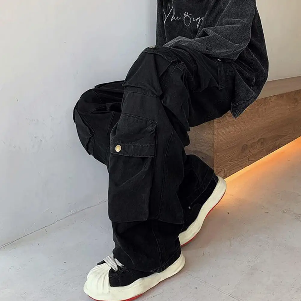 

Stylish Men Long Pants Loose American Washable Relaxed Fit Mopping Pants Bottoms Men Cargo Pants for Outdoor