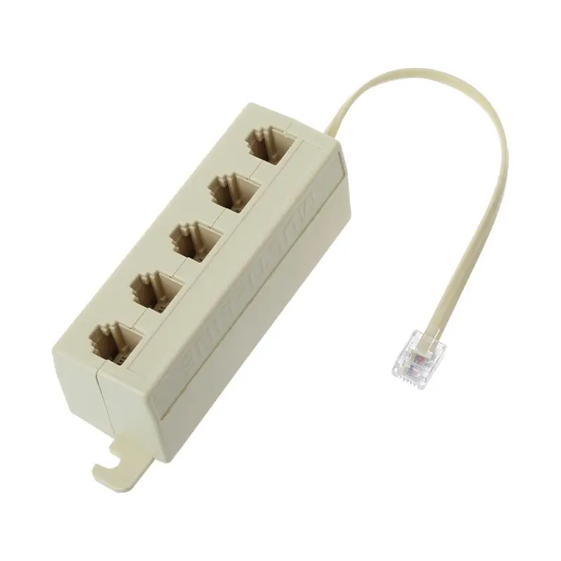 RJ11 6P4C Male Plug to 5 x 6P4C Female Outlet Adapter Splitter for Telephones Fax Machines Modems