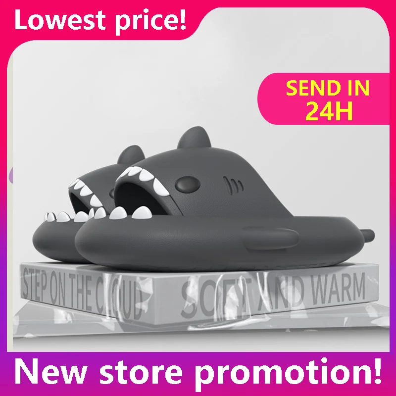

New Arrivals 3.5CM Thick Sole Shark Slippers Man Women Couple Summer Adult Lovers Slippers Home Funny Non Slip Cartoon Slippers