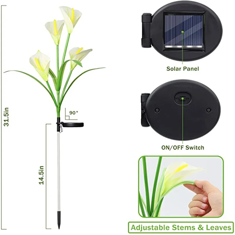 Светодиодный светильник с цветком лилии на солнечной батарее уличная лампа для