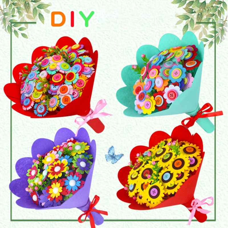 

DIY Button Bouquet Art & Craft Material for Kids Art Teaching Aid for Students