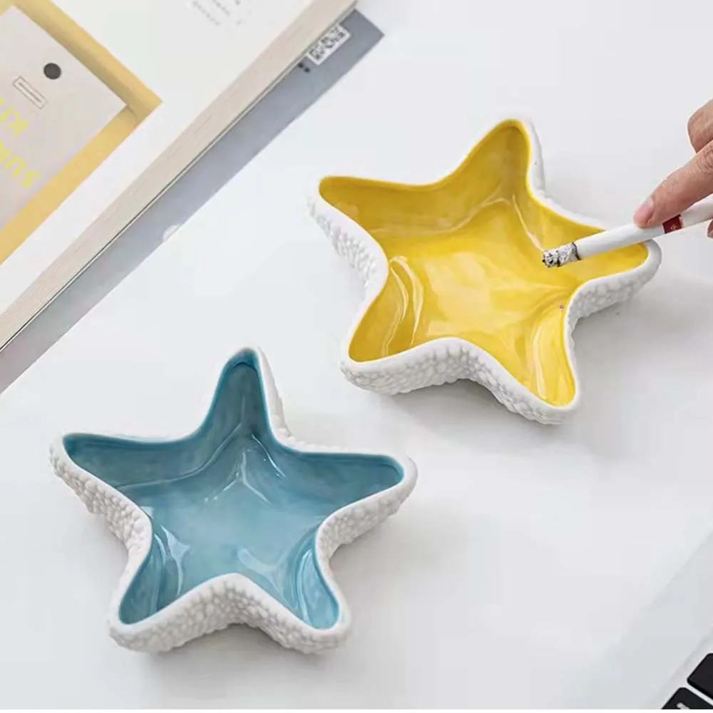 

Funny Ashtray Starfish Cigar Ash Tray Ceramic Cigarette Tray Holder Home Decoration Office Ashtrays Gift for Boyfriend