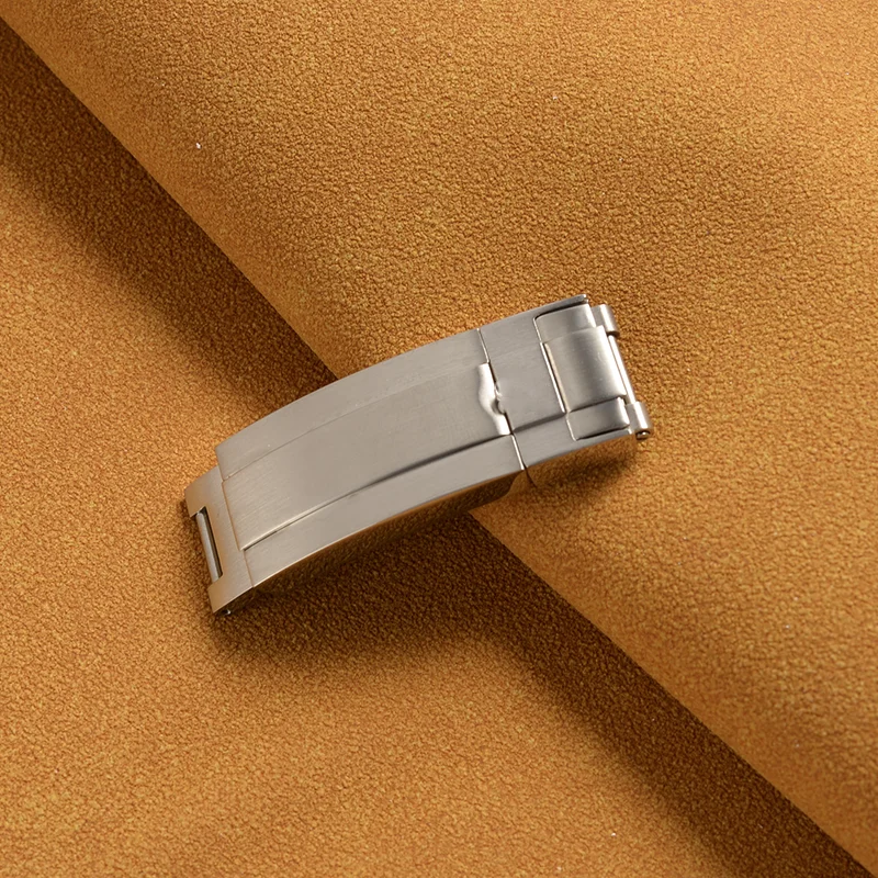 For ROLEX Watch Leather Rubber Strap Band Clasp Buckle Silver
