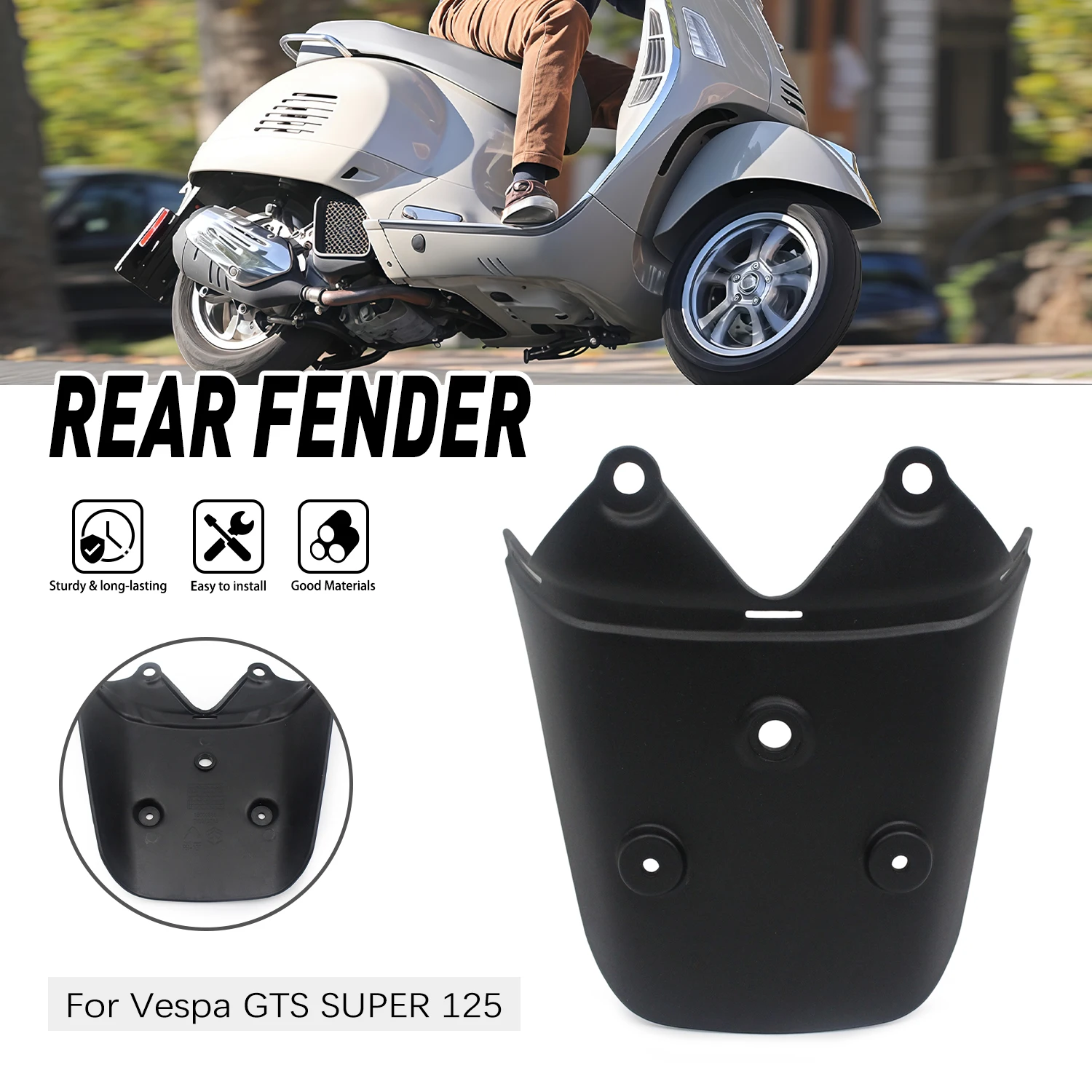 Фото Аксессуары для мотоциклов: удлинитель заднего крыла для PIAGGIO VESPA GTS 125 150 300 SUPER 4V IGET SPORT IE TOURING 2014-2018 №1