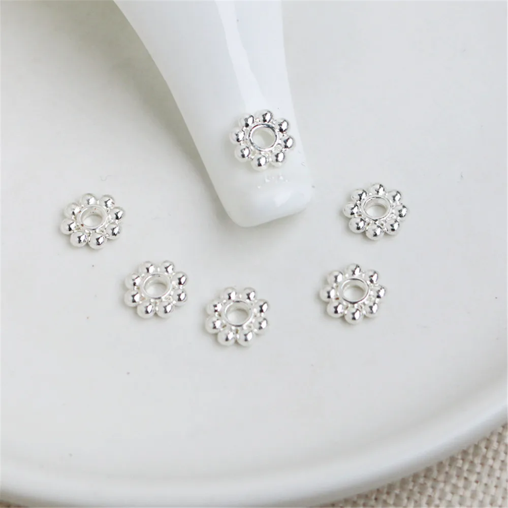 

Silver color preservation 10mm snowflake DIY handwork accessories bracelet necklace jewelry spacer loose bead material