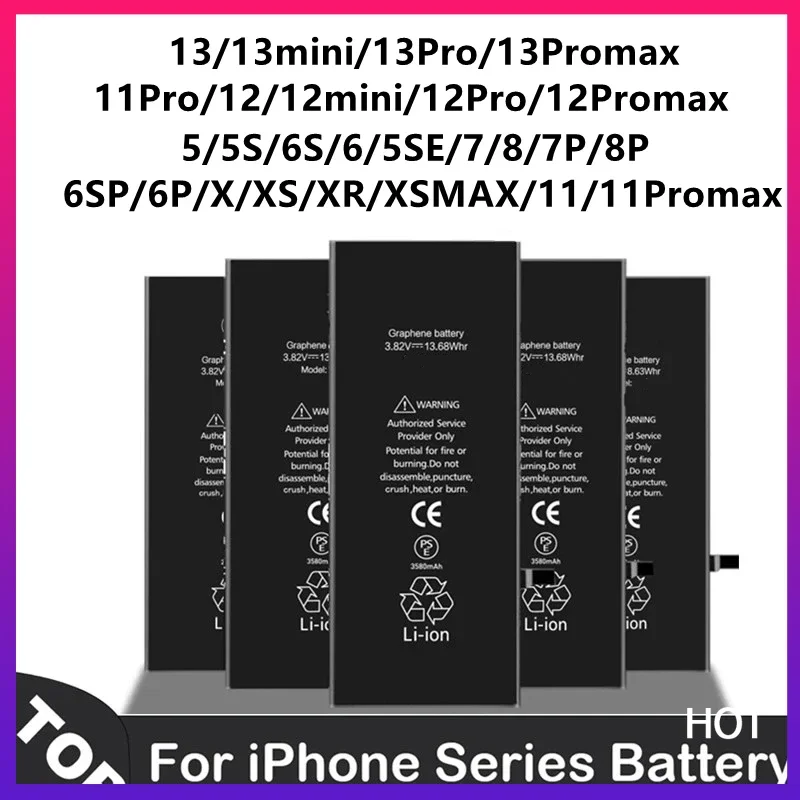 Новая сменная аккумуляторная батарея для IPhone 5 5S SE 6 6S 7 8 Plus X XR XS Max 11 12 13 Pro Mini