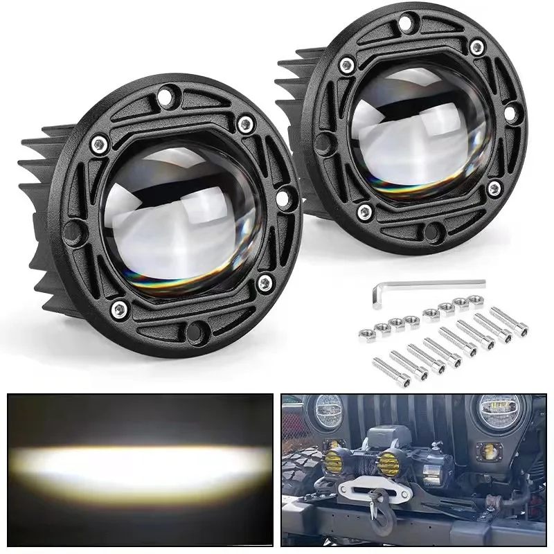 

3 Inch 8D Lens Led Work Light 6000K White 3500K Yellow Flush Mount Driving Light Fog Lights for Car Truck Off Road 4x4 12V 24V