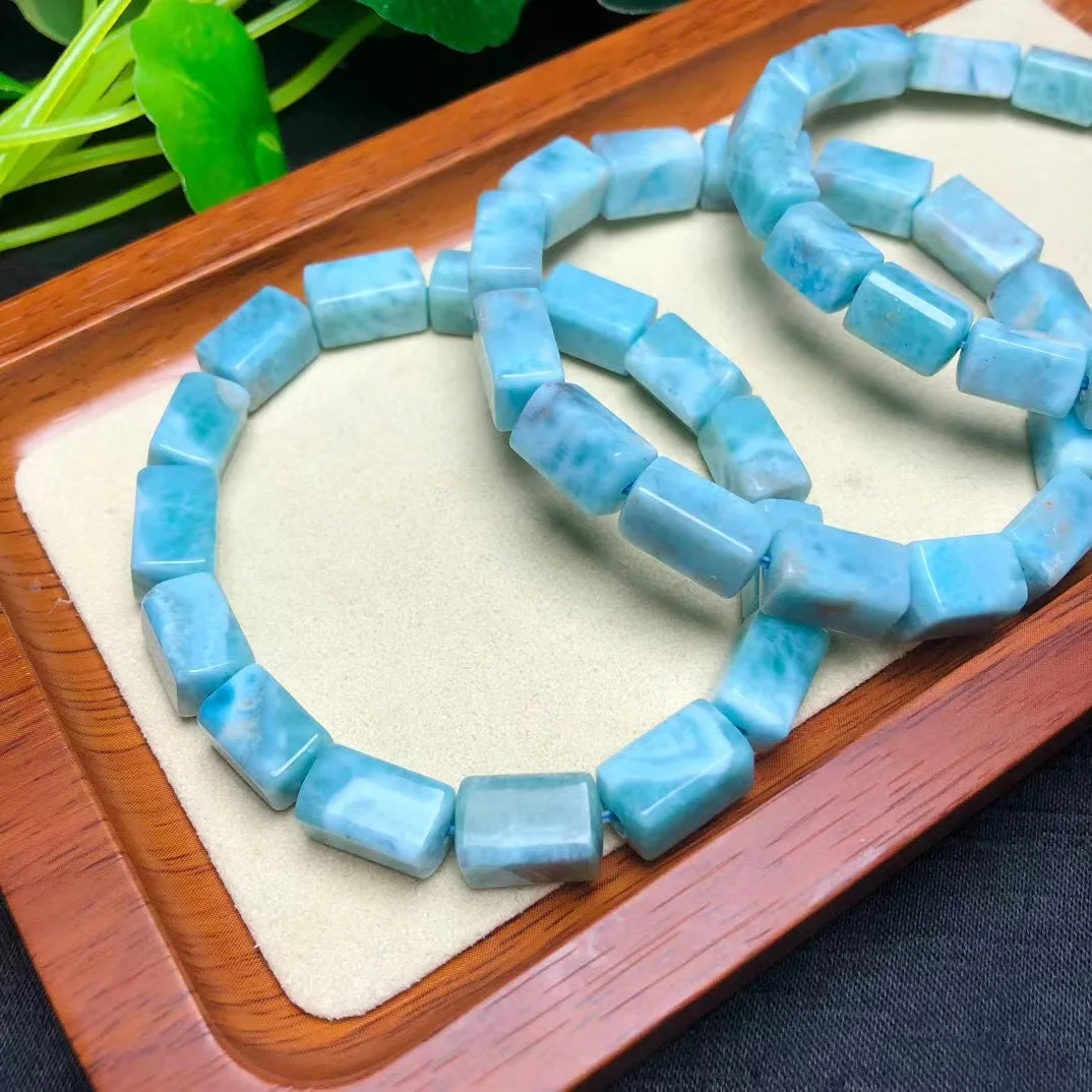 

1 Pc Fengbaowu Natural Larimar Rectangle Bracelet Crystal Reiki Healing Stone Fashion Jewelry Gift For Women Men