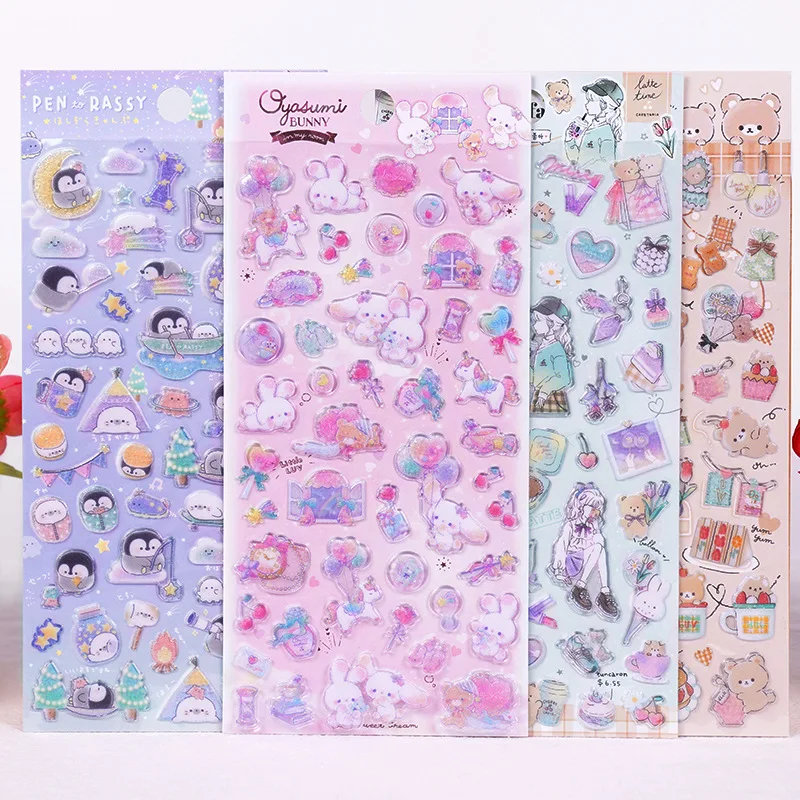 

Novelty Cartoon Animals Shining PVC Stickers Scrapbooking Diy Journaling Sticker Aesthetic Sticker Cute Stationery Gift