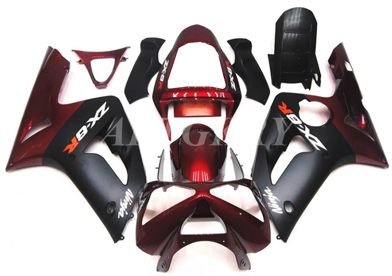 

New ABS Plastic Shell Motorcycle Fairing kit Fit For Kawasaki Ninja ZX6R 636 ZX-6R 2003 2004 Bodywork set Red Black