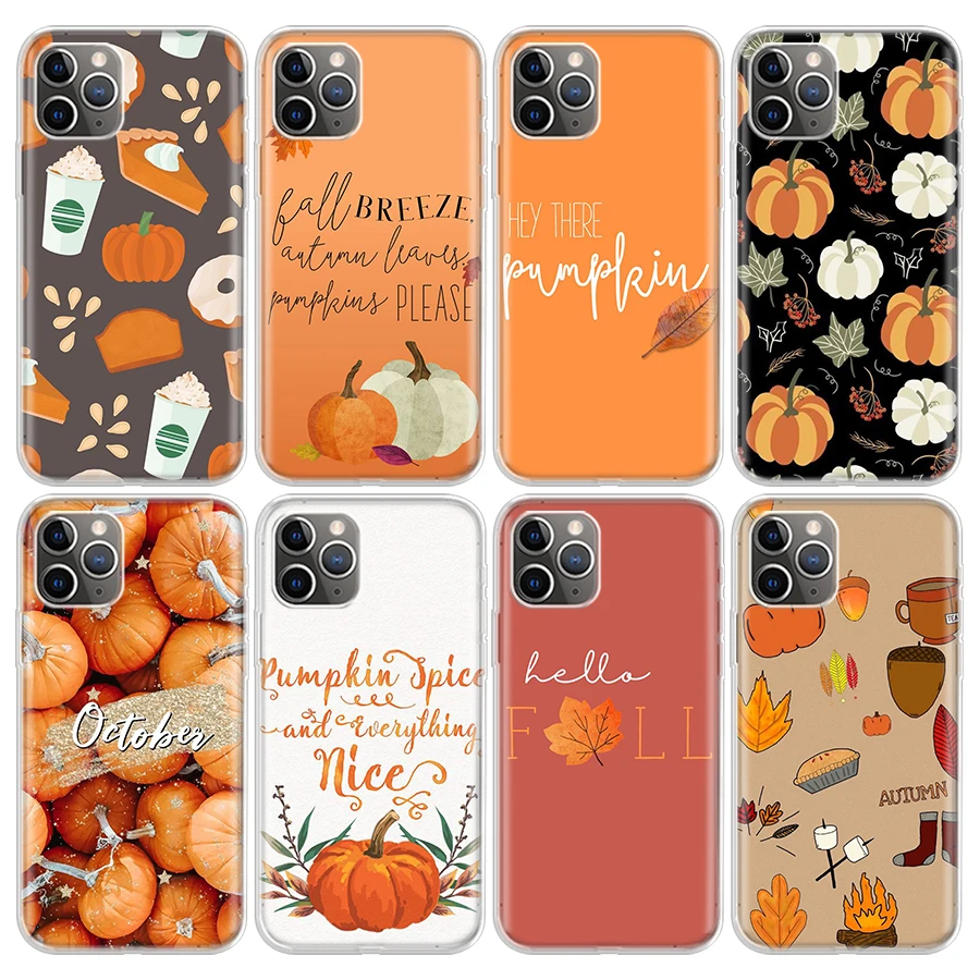 

Pumpkin happy Fall New Year Soft Silicone Phone Case For Apple iPhone 14 11 12 Mini 13 Pro XR X XS Max 7 8 6 6S Plus + 5 SE 2020