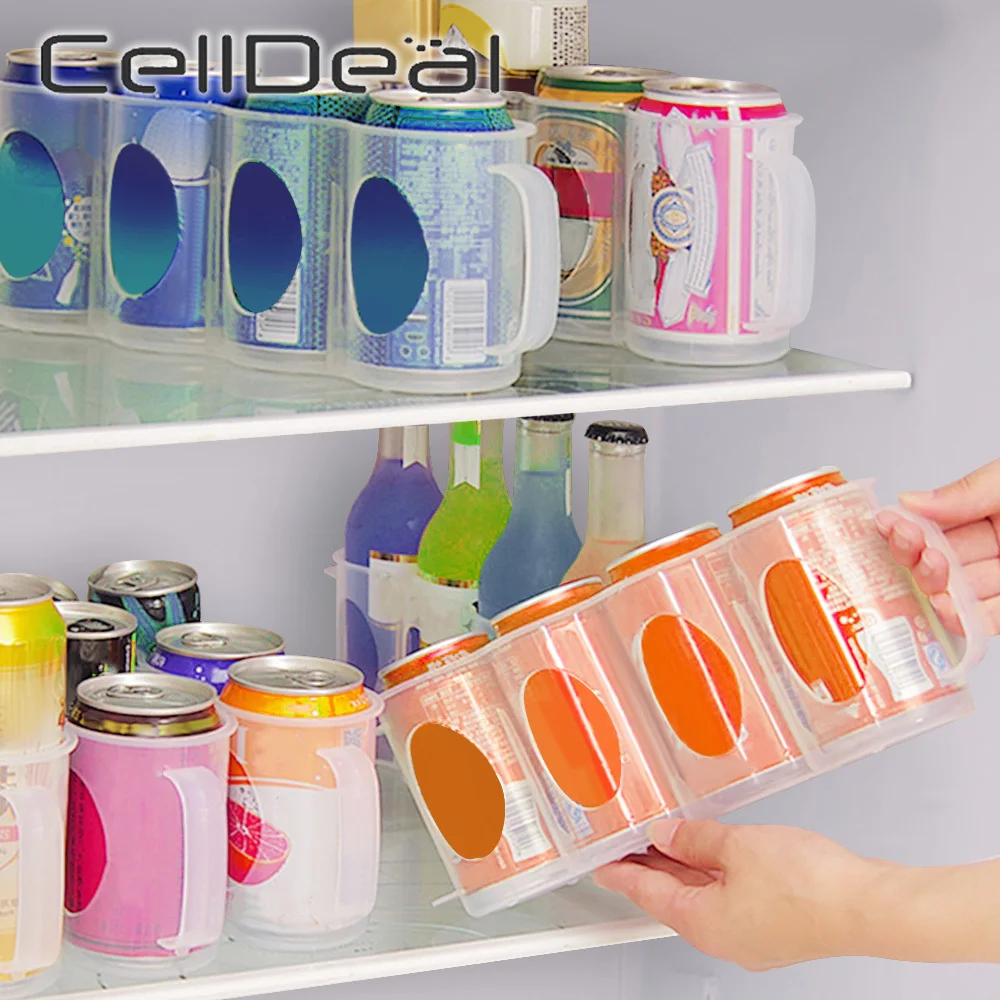 

4 Holes Beer Soda Drink Can Storage Box Refrigeration Storage Organizer Rack Drink Bottle Holder Household Kitchen Supplies