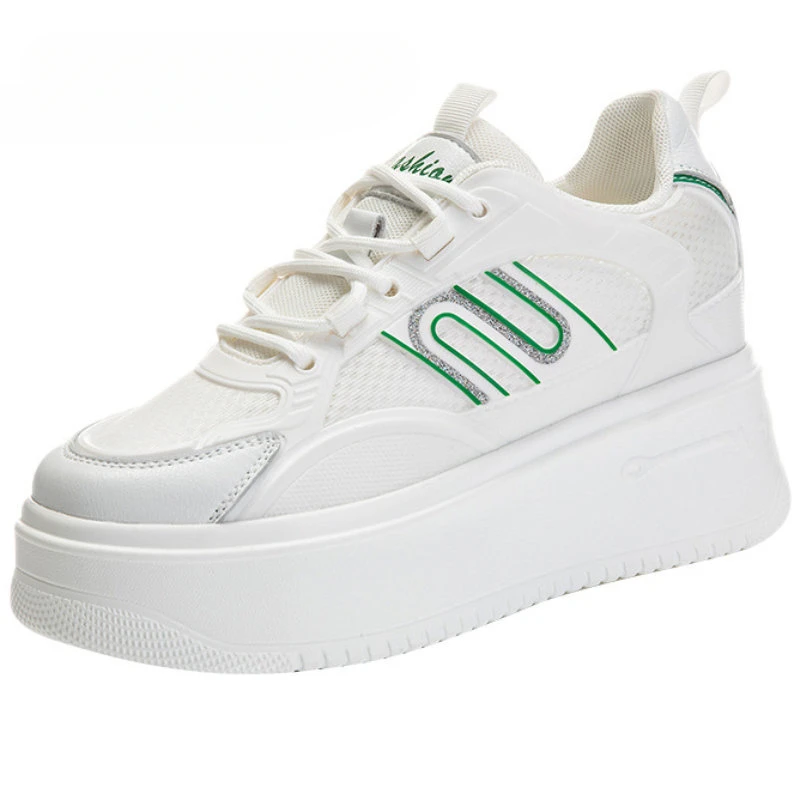 

Кроссовки женские из натуральной кожи, толстая подошва, на платформе, Повседневная Удобная обувь, Мокасины, 8 см, белые, весна-осень