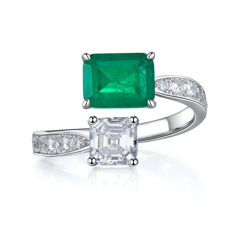 S925 Серебряное кольцо изумруд 7*9 Открытое женское модное Универсальное