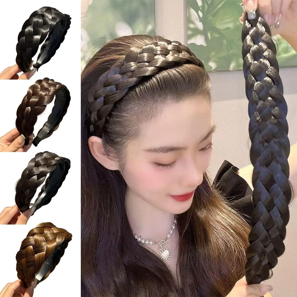 

Hot Twist Thickened Fishbone Braid Wide-Brimmed Hair Hoop Wig Hairband Wig Braid Headband Hair Hoop