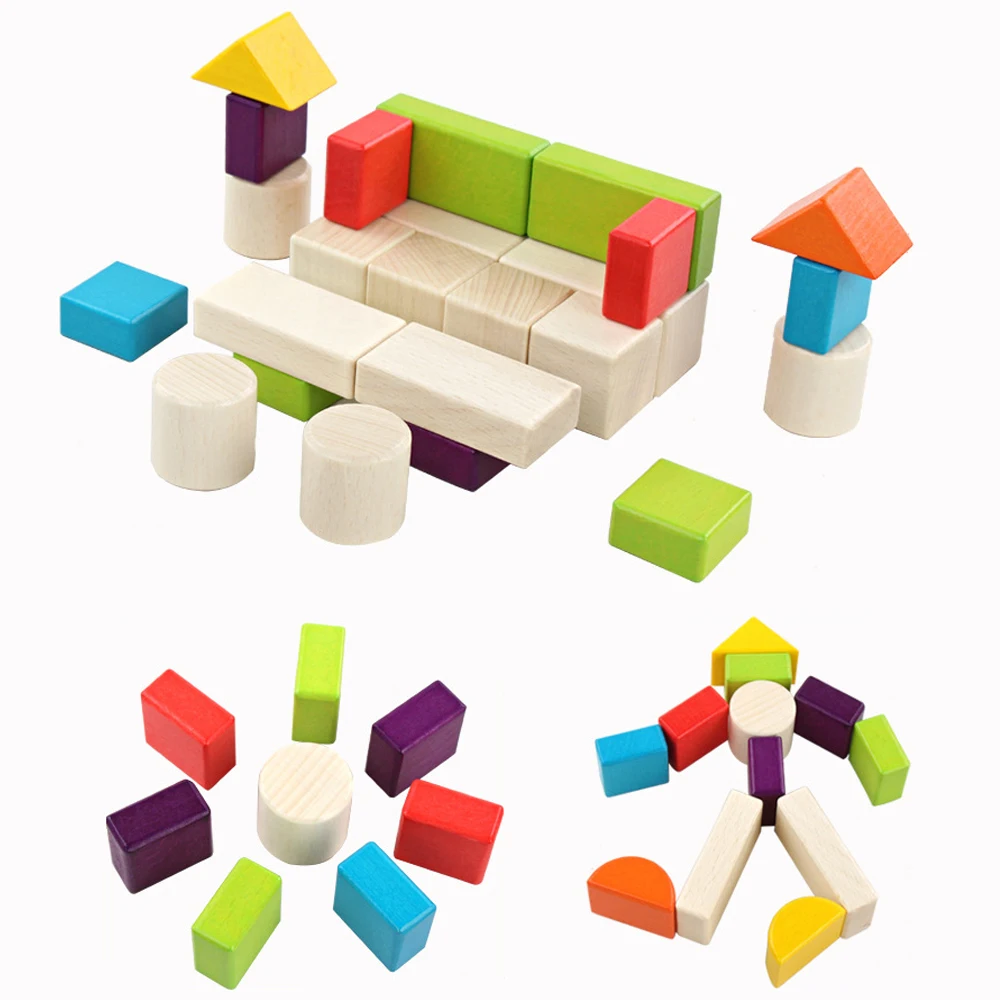 

DIY Wooden Rainbow Building Blocks Creative Colorful Learning Build Blocks Baby Early Education Educational Sets Toys Gifts