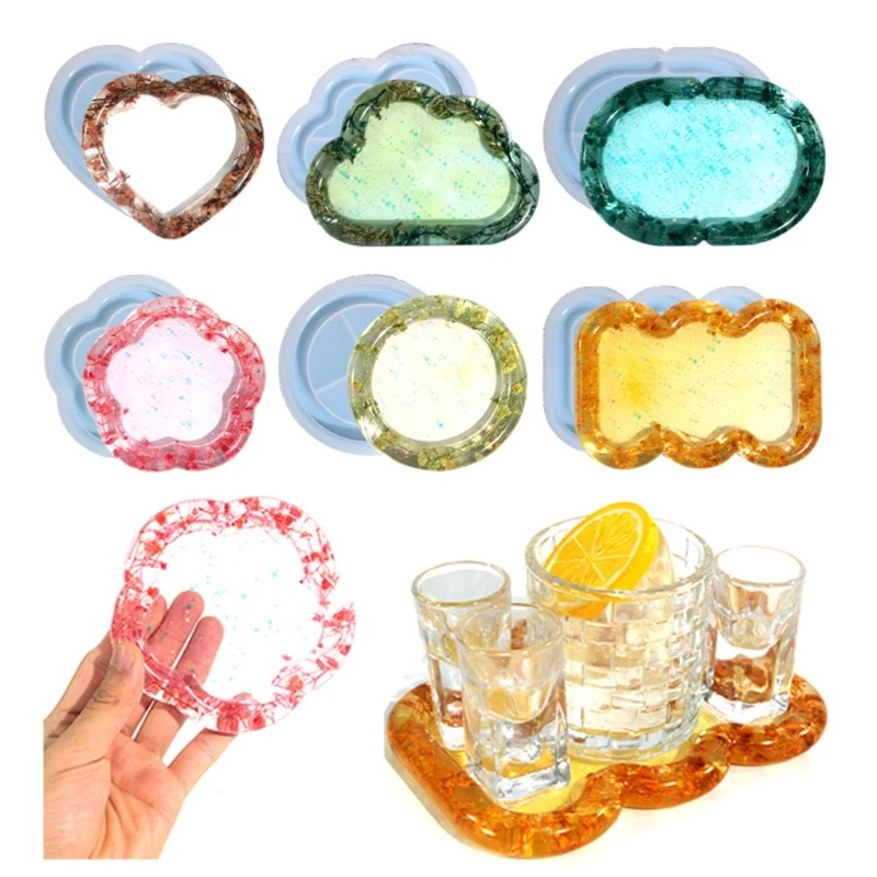 

Cloud Heart Flower Shape Tray Mold Jewelry Trinket Plate Candle Holder Mold DropShip