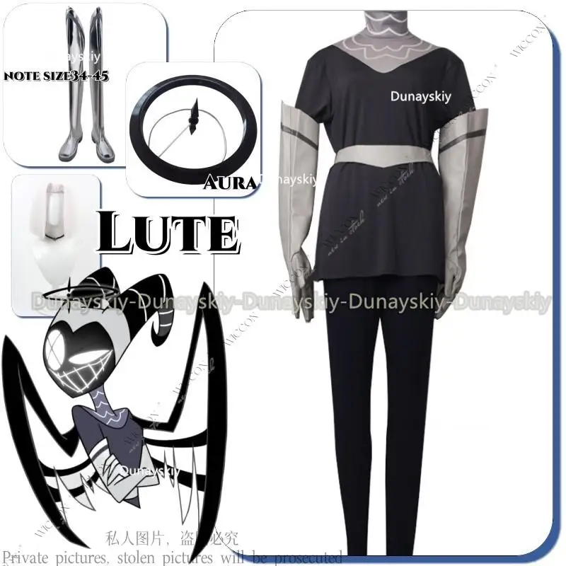 Lute Hazbin Wig Halo Angel Cosplay Костюмные туфли серебристого цвета аниме косплей реквизит