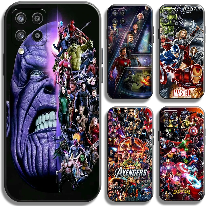 

Marvel Avengers Phone Case For Samsung Galaxy M32 Cases TPU Back Liquid Silicon Coque Shell Black Cover Full Protection