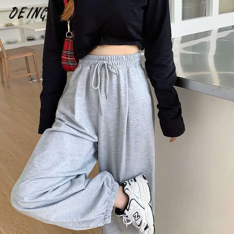 

Женские серые тренировочные брюки, уличная одежда, широкие брюки с высокой талией, новые свободные брюки, повседневные Универсальные женск...