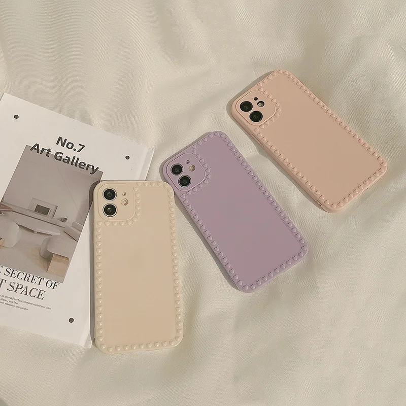 Simple Pure Color Heart Photo Frame Phone Case For Iphone 13 12 11 Pro Max X XR XSMAX 7 8 Plus SE TPU Case Cover New Products
