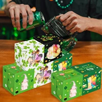 hz006 12pcs irish st patricks day gifts box with window cookie candy kraft paper gift packaging boxes birthday party supplies