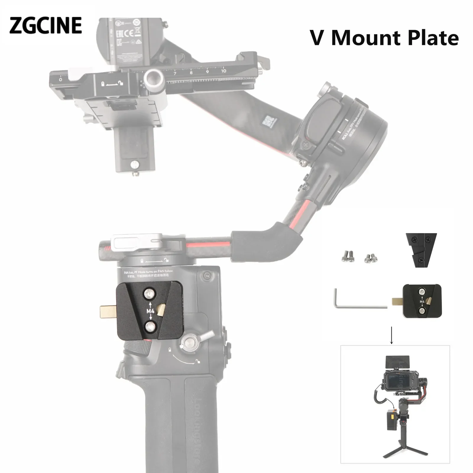 Фото Адаптер для батарей V-Mount ZGCINE VR-04, совместимый со стабилизаторами DJI Ronin S2/S3, аксессуар для камеры, адаптер для батарей V-Lock. №2