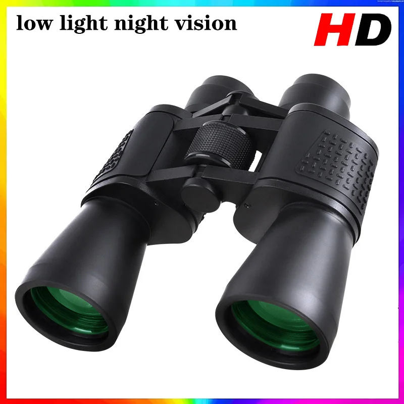 

10x50 HD Powerful Binoculars BAK4 Professional Telescope Hunting Bird Watching Fishing Low Light Night Vision Camping Equipment