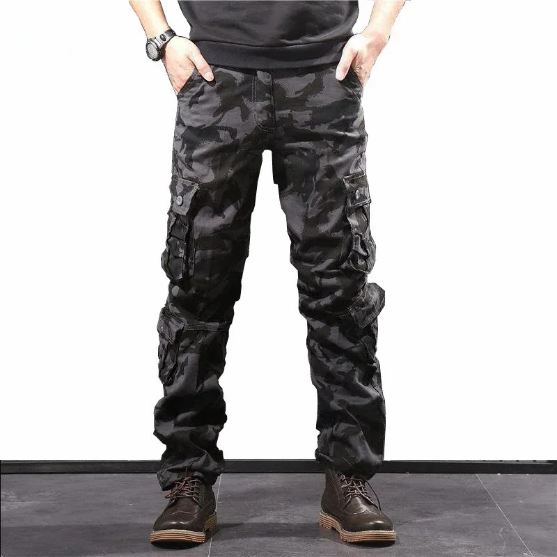 

Men's Camouflage Pants Cotton Military Cargo Camo Pants Multi Pocket Hip Hop Joggers Streetwear Overalls Army Combat Trousers 44